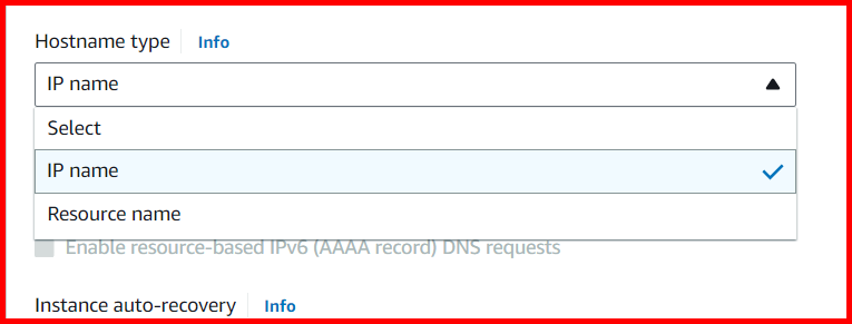 Picture showing selecting the host type while creating an EC2 instance